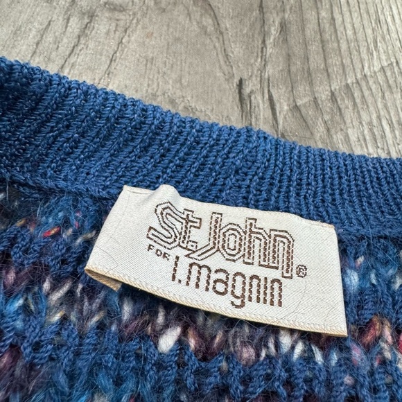 Vintage 80s St John For L. Magnin Variegated Cardigan Mohair Knit Sweater - Picture 2 of 7